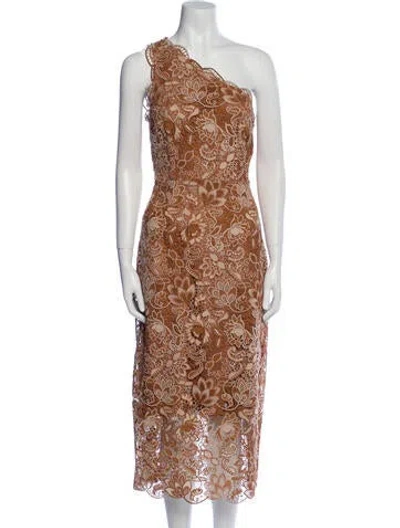 Pre-owned Cami Nyc Lace Pattern Long Dress In Brown