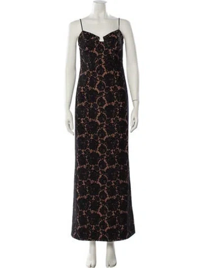 Pre-owned Cami Nyc Lace Pattern Long Dress W/ Tags In Black