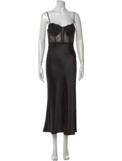 Pre-owned Cami Nyc Lace Pattern Midi Length Dress In Black