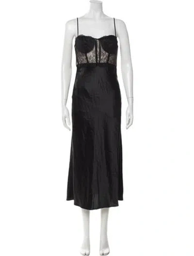 Pre-owned Cami Nyc Lace Pattern Midi Length Dress In Black