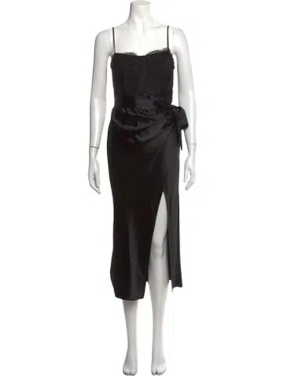 Pre-owned Cami Nyc Lace Pattern Midi Length Dress In Black