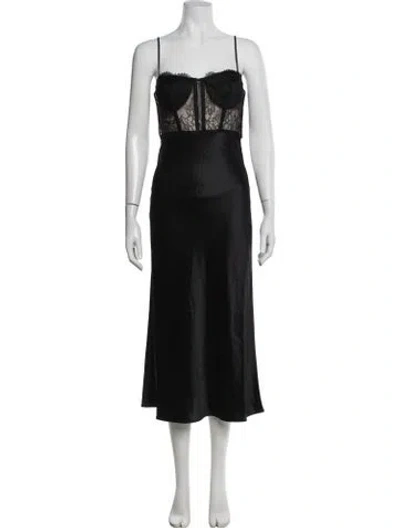 Pre-owned Cami Nyc Lace Pattern Midi Length Dress In Black