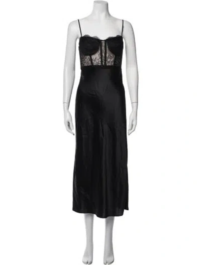 Pre-owned Cami Nyc Lace Pattern Midi Length Dress In Black