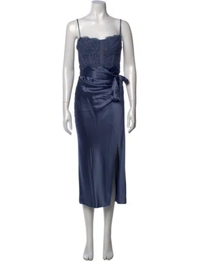 Pre-owned Cami Nyc Lace Pattern Midi Length Dress In Blue