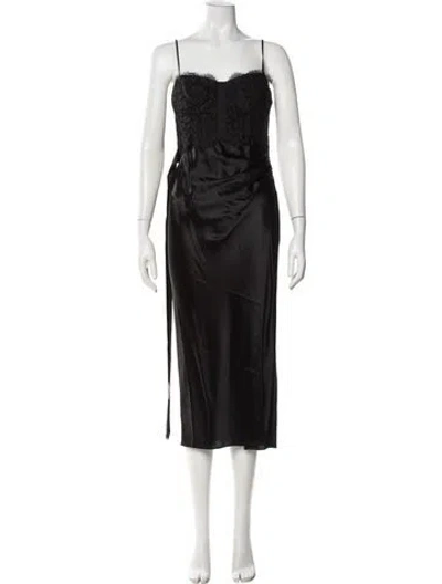 Pre-owned Cami Nyc Lace Pattern Midi Length Dress W/ Tags In Black