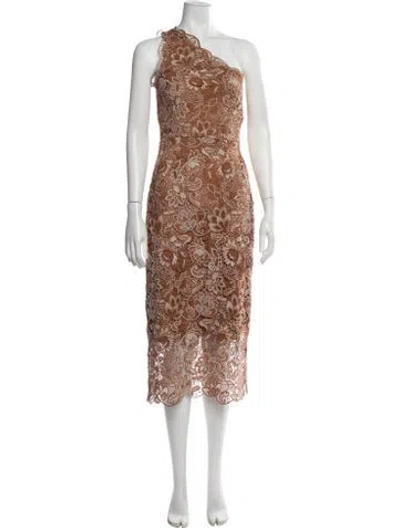 Pre-owned Cami Nyc Lace Pattern Midi Length Dress W/ Tags In Brown