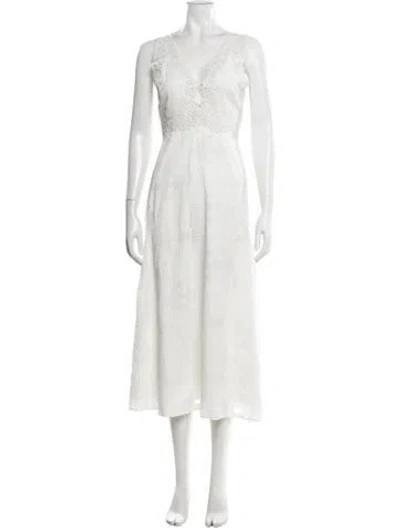Pre-owned Cami Nyc Lace Pattern Midi Length Dress In White