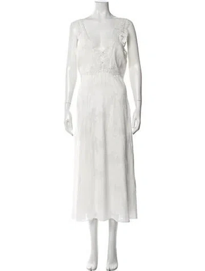 Pre-owned Cami Nyc Lace Pattern Midi Length Dress In White
