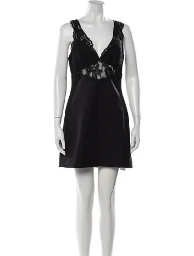 Pre-owned Cami Nyc Lace Pattern Mini Dress In Black