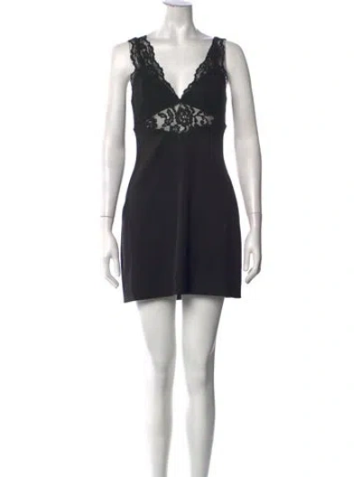 Pre-owned Cami Nyc Lace Pattern Mini Dress In Black