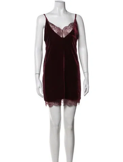 Pre-owned Cami Nyc Lace Pattern Mini Dress In Burgundy