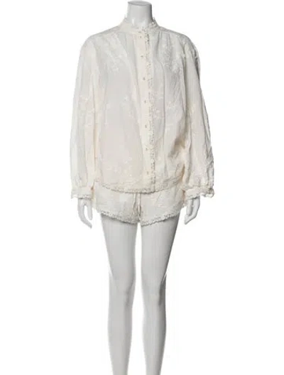 Pre-owned Cami Nyc Lace Pattern Pantsuit In White
