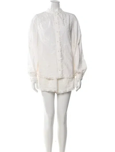 Pre-owned Cami Nyc Lace Pattern Short Set In White
