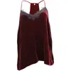 Cami Nyc Lace Trim Camisole In Burgundy Velvet In Red