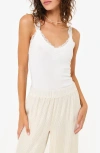 Cami Nyc Lani Lace Trim Rib Tank Top In White