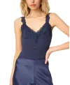 Cami Nyc Lani Lace Trim Rib Tank Top In Blue