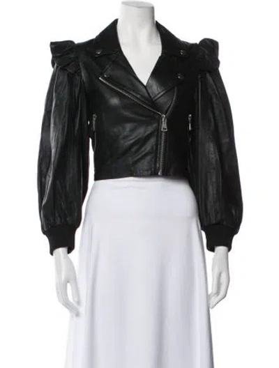 Pre-owned Cami Nyc Leather Biker Jacket In Black