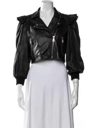 Pre-owned Cami Nyc Leather Biker Jacket In Black