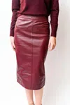 Cami Nyc Leather Midi Skirt In Cranberry In Pink