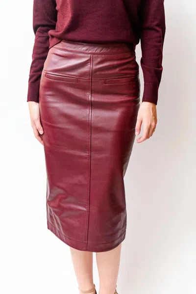 Cami Nyc Leather Midi Skirt In Cranberry In Pink
