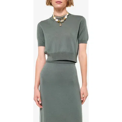 Cami Nyc Lexa Mock Neck Crop Merino Wool Sweater In Bayou