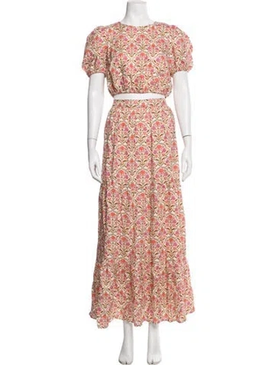 Pre-owned Cami Nyc Linen Floral Print Skirt Set In Multicolor