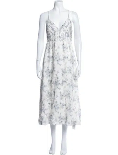 Pre-owned Cami Nyc Linen Midi Length Dress In White
