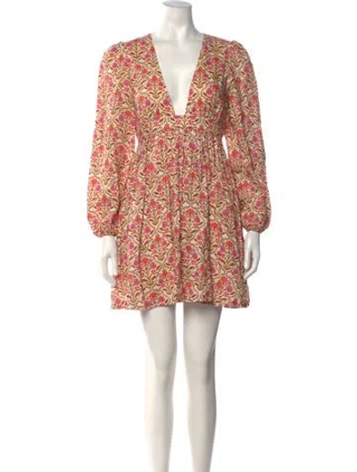 Pre-owned Cami Nyc Linen Mini Dress In Neutrals/pink/red
