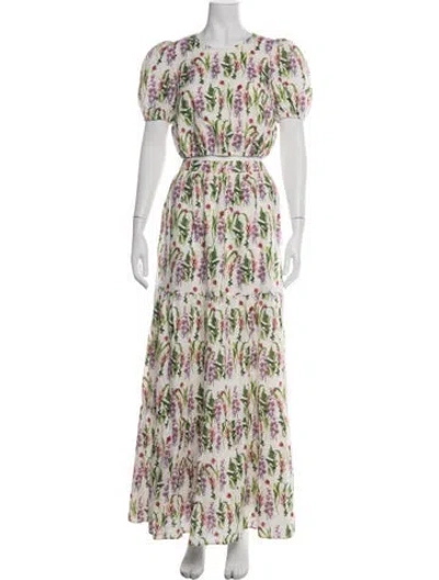 Pre-owned Cami Nyc Linen Printed Skirt Set In White