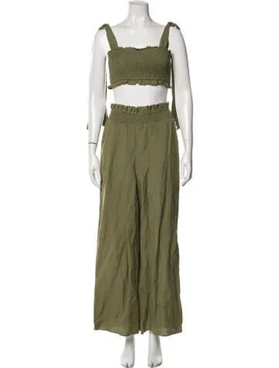 Pre-owned Cami Nyc Linen Ruffle Embellishment Skirt Set In Green