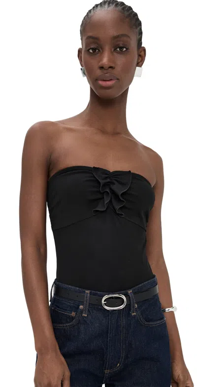 Cami Nyc Livvy Strapless Rib Knit Thong Bodysuit Black