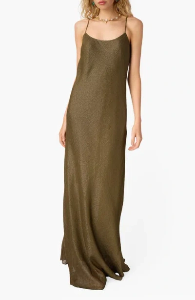 Cami Nyc Luanna Metallic Chiffon Maxi Dress In Green