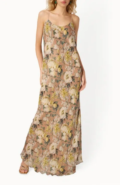 Cami Nyc Luanna Metallic Chiffon Maxi Dress In Neutral