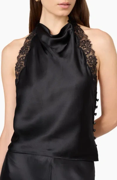 Cami Nyc Lucille Lace Trim Silk Top In Black