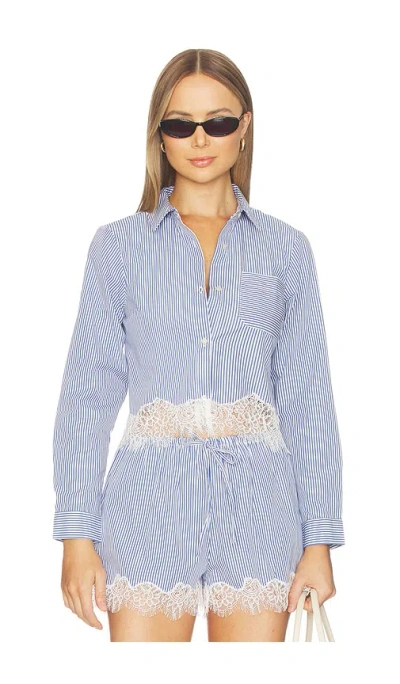Cami Nyc Luisa Cropped Button Down Top In Blue