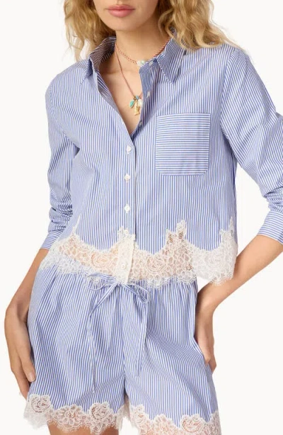 Cami Nyc Luisa Cropped Button Down Top In Blue