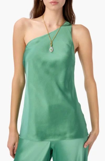 Cami Nyc Lumi One-shoulder Silk Camisole In Green