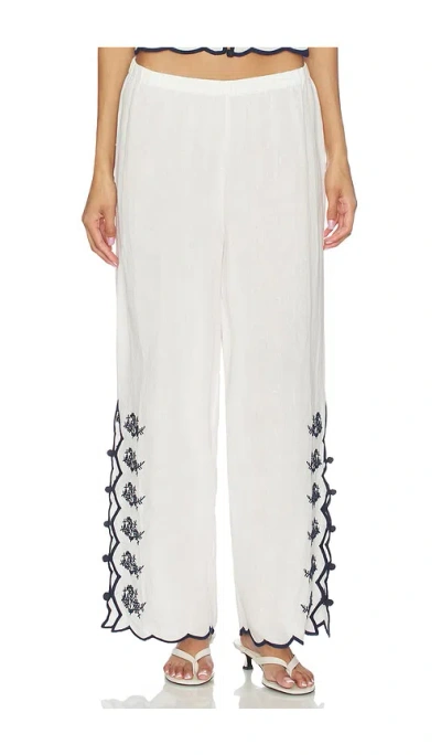 Cami Nyc Madrid Floral Embroidery Linen Pants In White