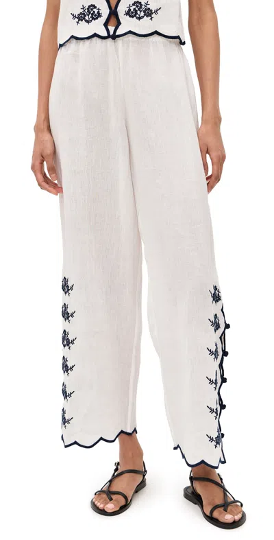 Cami Nyc Madrid Embroidered Linen Pants Macadamia In White