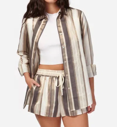 Cami Nyc Malta Metallic Linen Top In Dune In Multi