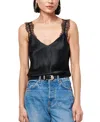 Cami Nyc Marlo Lace Trim Silk Charmeuse Tank In Black
