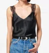 Cami Nyc Marlo Lace Trim Silk Charmeuse Tank In Black