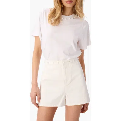Cami Nyc Mattea Faux Pearl Trim Pima Cotton T-shirt In White