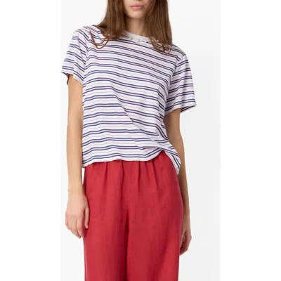 Cami Nyc Mattea Faux Pearl Trim Pima Cotton T-shirt In Blue