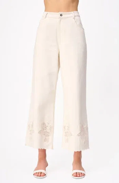 Cami Nyc Memphis Embroidered Hem Wide Leg Pants In Macadamia