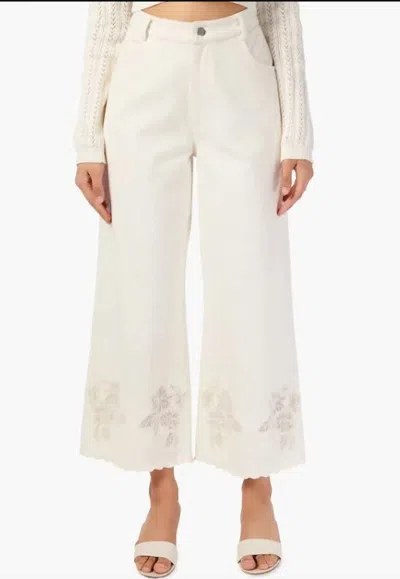 Cami Nyc Memphis High Rise Pant With Lace In Macadamia In White