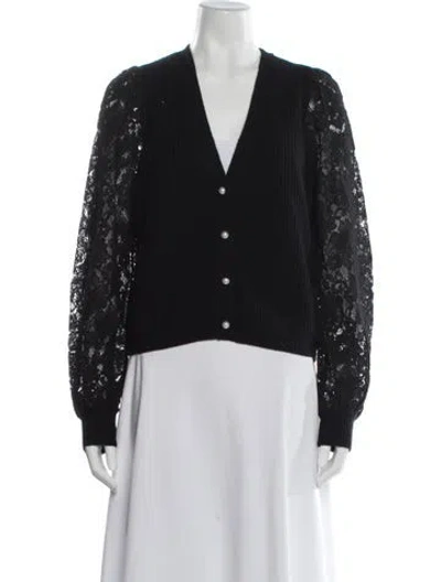 Pre-owned Cami Nyc Merino Wool Lace Pattern Jacket In Black