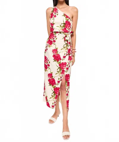 Cami Nyc Nanu One Shoulder Print Dress In Campari Watercolor In Multi