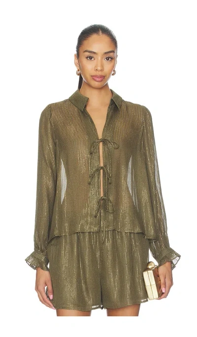 Cami Nyc Niecey Metallic Chiffon Blouse In Green