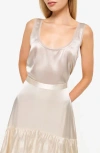 Cami Nyc Nilou Chiffon Trim Silk Tank Top In Oat